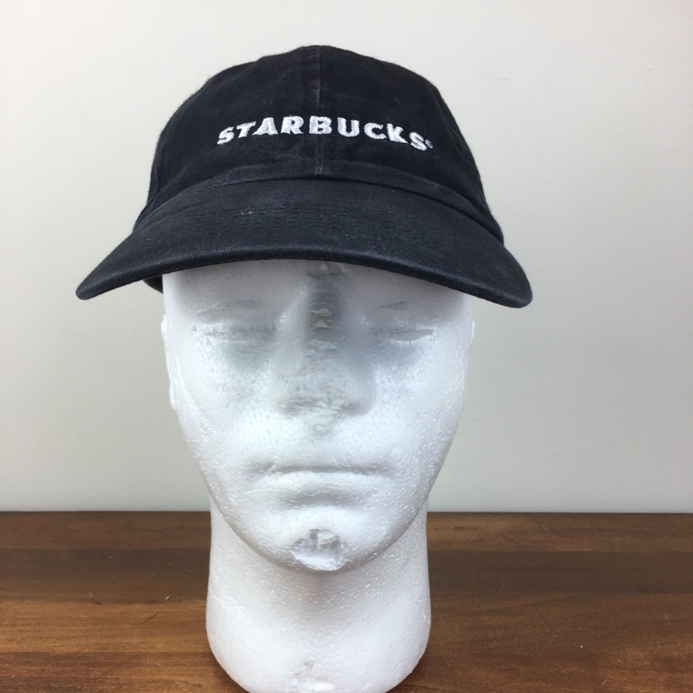 Starbucks Coffee Employee Hat Black Cotton Strapback Hat Pre Owned